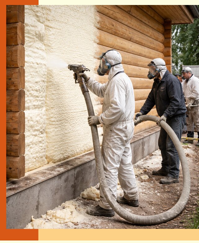 Утепление дома из бруса пенополиуретаном в Лесозаводске