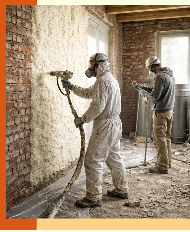 Утепление кирпичного дома пенополиуретаном в Лесозаводске