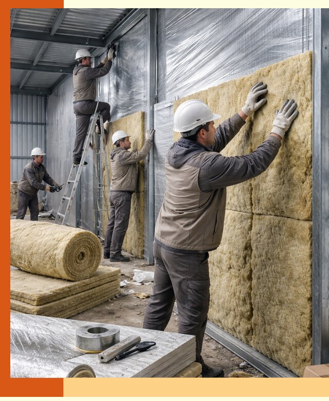 Утепление металлического склада в Лесозаводске: теплоизоляция и герметизация