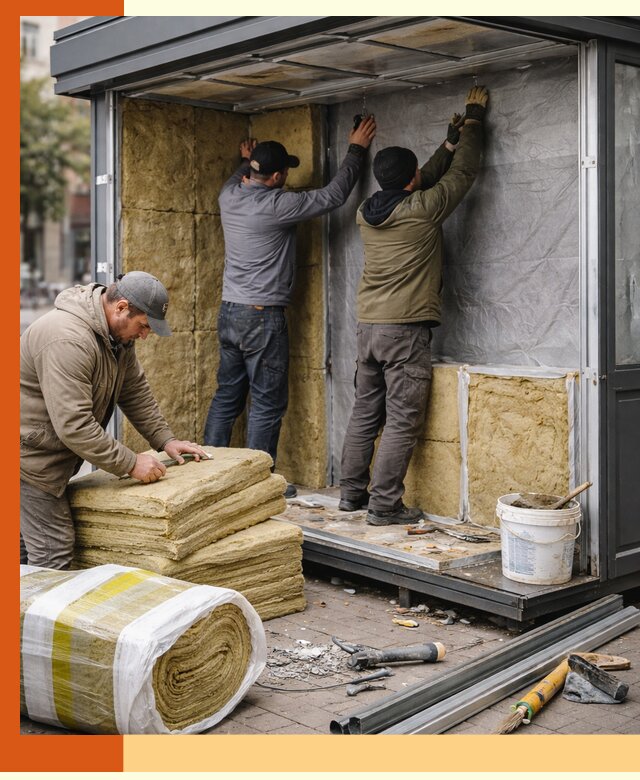 Утепление павильона шаурмы под ключ в Лесозаводске