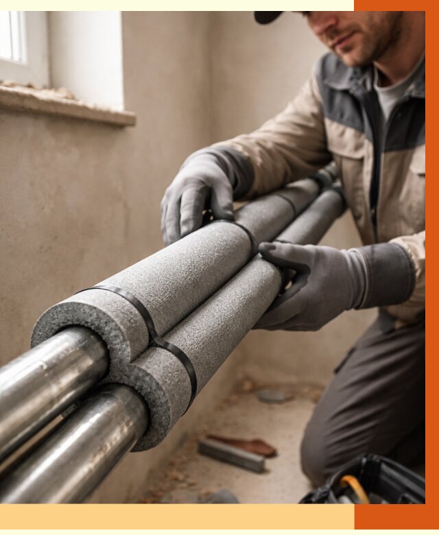 Утепление труб отопления в Лесозаводске от 2946 руб. за м² — услуги под ключ | ТепломастерЛсз