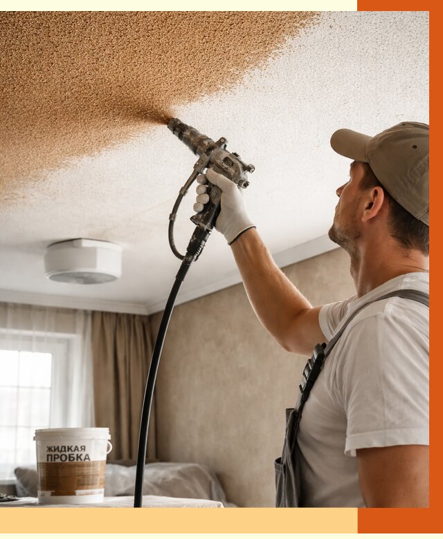 Утепление потолка жидкой пробкой в Лесозаводске от 3618 руб. | ТепломастерЛсз